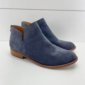Kork-Ease Renny Navy Blue Oceano Suede Leather Casual Ankle Boots w/Back Zipper